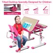 Pemberly Row MDF and Iron Adjustable Children Desk Chair Set with Drawer in Pink