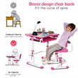 Pemberly Row MDF and Iron Adjustable Children Desk Chair Set with Drawer in Pink