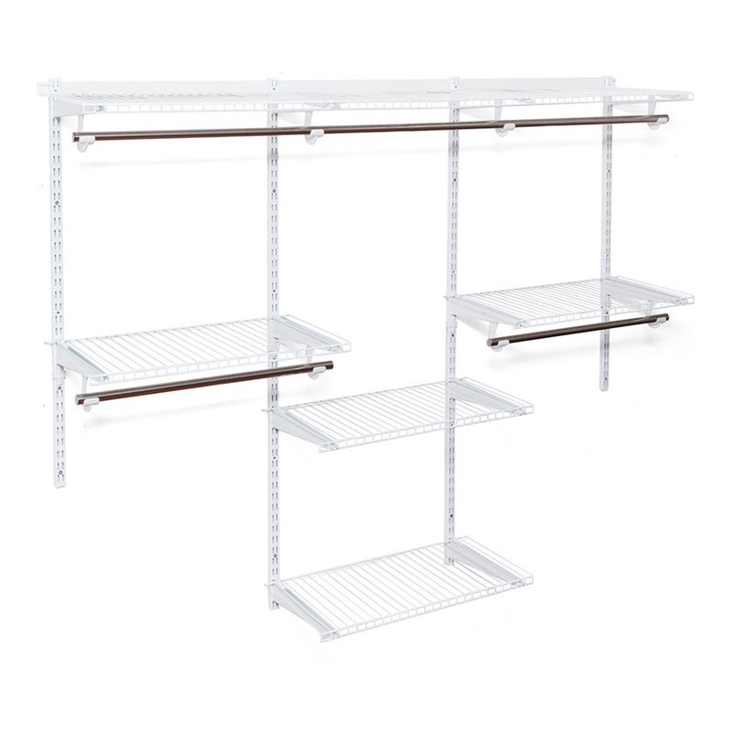 Pemberly Row Contemporary Steel Wall Mounted Adjustable Closet in White