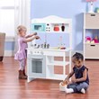 Pemberly Row Solid Wood Kids Kitchen Playset with Pots & Pans in White