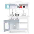 Pemberly Row Solid Wood Kids Kitchen Playset with Pots & Pans in White