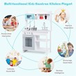 Pemberly Row Solid Wood Kids Kitchen Playset with Pots & Pans in White
