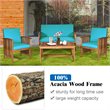 Pemberly Row 4-piece Wood & Sponge Patio Furniture Set with Coffee Table in Blue