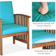 Pemberly Row 4-piece Wood & Sponge Patio Furniture Set with Coffee Table in Blue