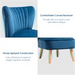 Pemberly Row Contemporary Rubber Wood & Velvet Armless Leisure Chair in Blue
