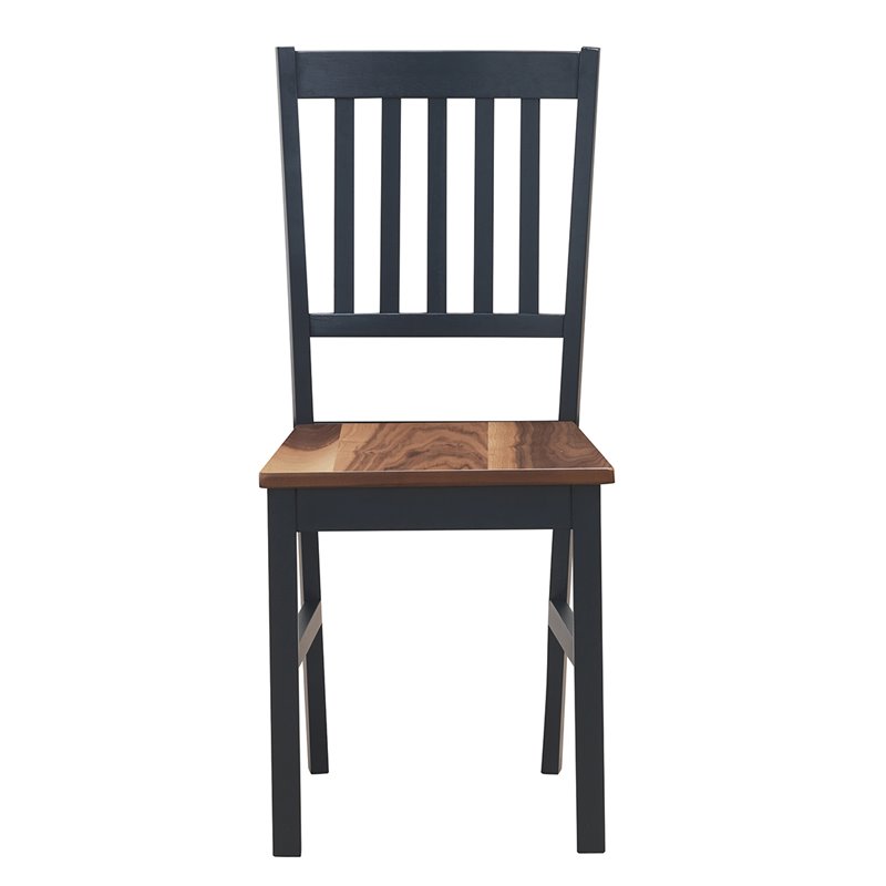 Pemberly Row Rubber Wood and MDF Dining Chair in Black/Walnut (Set of 4)