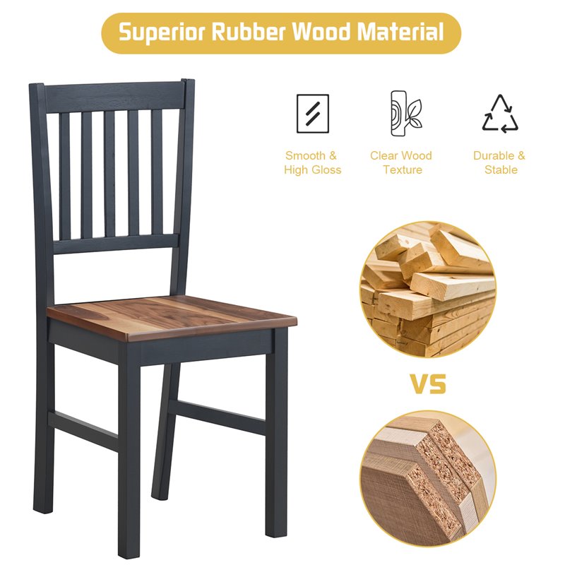 Pemberly Row Rubber Wood and MDF Dining Chair in Black/Walnut (Set of 4)