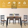 Pemberly Row Rubber Wood and MDF Dining Chair in Black/Walnut (Set of 4)