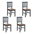 Pemberly Row Rubber Wood and MDF Dining Chair in Black/Walnut (Set of 4)
