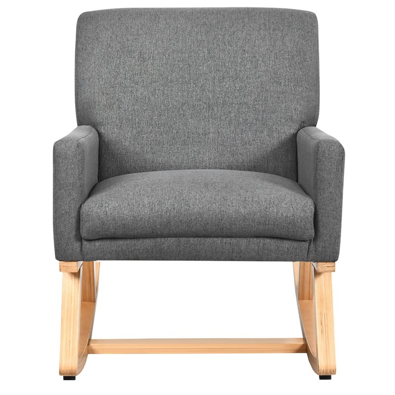 Pemberly Row Wood and Sponge Rocking Chair with Cozy Armrests in Gray