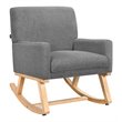 Pemberly Row Wood and Sponge Rocking Chair with Cozy Armrests in Gray