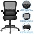 Pemberly Row Plastic and Sponge Mesh Office Chair with Lumbar Support in Black