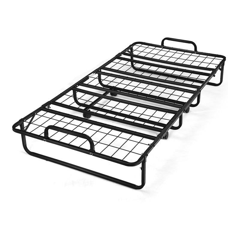 Pemberly Row Steel Foldable Daybed with 4 inch Memory Foam Mattress in White