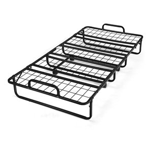 Pemberly Row Steel Foldable Daybed with 4 inch Memory Foam Mattress in White