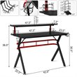 Pemberly Row MDF and Metal Computer Desk with Monitor Shelf in Black
