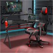 Pemberly Row MDF and Metal Computer Desk with Monitor Shelf in Black