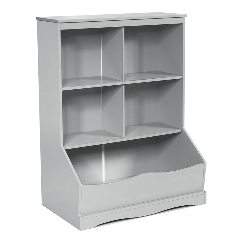 Pemberly Row 3-Tier MDF Board Multi-Functional Bookcase in Gray