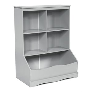 Pemberly Row 3-Tier MDF Board Multi-Functional Bookcase in Gray