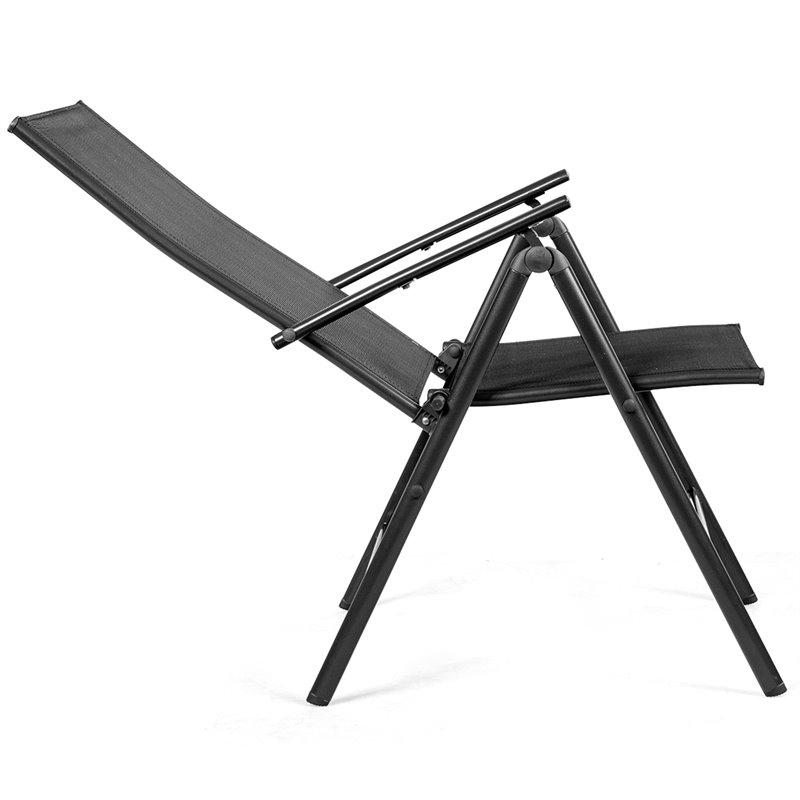 Pemberly Row Steel & Fabric Patio Folding Chair Backrest in Black (Set of 2)