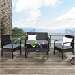 Pemberly Row 4-piece Rattan Patio Furniture Set with Sponge Cushion in Mix Brown