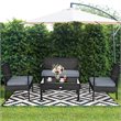 Pemberly Row 4-piece Rattan Patio Furniture Set with Sponge Cushion in Mix Brown