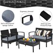 Pemberly Row 4-piece Rattan Patio Furniture Set with Sponge Cushion in Mix Brown