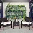 Pemberly Row 3-Pc Rattan Patio Furniture Set with Sponge Cushion in Black/White