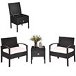 Pemberly Row 3-Pc Rattan Patio Furniture Set with Sponge Cushion in Black/White