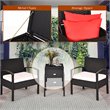 Pemberly Row 3-Pc Rattan Patio Furniture Set with Sponge Cushion in Black/White