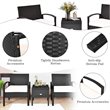 Pemberly Row 3-Pc Rattan Patio Furniture Set with Sponge Cushion in Black/White