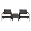 Pemberly Row 3-Pc Rattan Patio Furniture Set with Sponge Cushion in Black/White