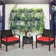 Pemberly Row 3-piece Rattan Patio Furniture Set with Sponge Cushion in Red