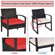 Pemberly Row 3-piece Rattan Patio Furniture Set with Sponge Cushion in Red