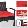 Pemberly Row 3-piece Rattan Patio Furniture Set with Sponge Cushion in Red