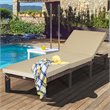 Pemberly Row Rattan Patio Lounge Chair with Adjustable Backrest in Brown