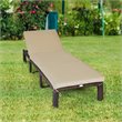 Pemberly Row Rattan Patio Lounge Chair with Adjustable Backrest in Brown