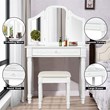 Pemberly Row MDF Tri Folding Vanity Makeup Dressing Set w/ 2 Side Mirrors-White