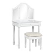 Pemberly Row MDF Tri Folding Vanity Makeup Dressing Set w/ 2 Side Mirrors-White