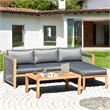 Pemberly Row 3-Pc Acacia Wood Patio Sofa Set with Thick Cushion in Natural/Gray
