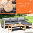 Pemberly Row 3-Pc Acacia Wood Patio Sofa Set with Thick Cushion in Natural/Gray