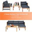 Pemberly Row 3-Pc Acacia Wood Patio Sofa Set with Thick Cushion in Natural/Gray