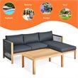 Pemberly Row 3-Pc Acacia Wood Patio Sofa Set with Thick Cushion in Natural/Gray