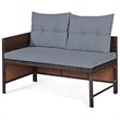 Pemberly Row 3-piece Wicker Rattan Patio L-shape Corner Sofa Set in Gray