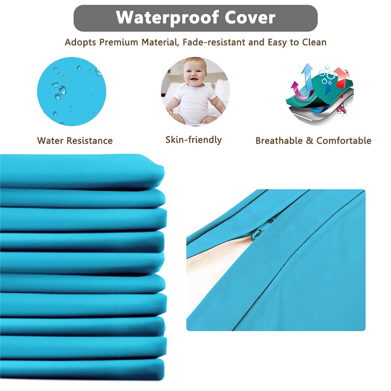 Pemberly Row 3-piece Wicker Rattan Patio L-shape Corner Sofa Set in Turquoise