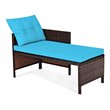 Pemberly Row 3-piece Wicker Rattan Patio L-shape Corner Sofa Set in Turquoise