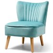Pemberly Row Contemporary Rubber Wood & Velvet Armless Leisure Chair in Green