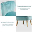 Pemberly Row Contemporary Rubber Wood & Velvet Armless Leisure Chair in Green