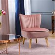 Pemberly Row Contemporary Rubber Wood & Velvet Armless Leisure Chair in Pink