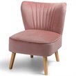 Pemberly Row Contemporary Rubber Wood & Velvet Armless Leisure Chair in Pink