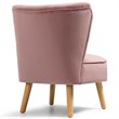 Pemberly Row Contemporary Rubber Wood & Velvet Armless Leisure Chair in Pink